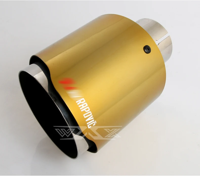 Custom Logo Stainless Steel Exhaust Tip Auto Muffler Performance Racing Exhaust Muffler Gold-Plated Exhaust Tip