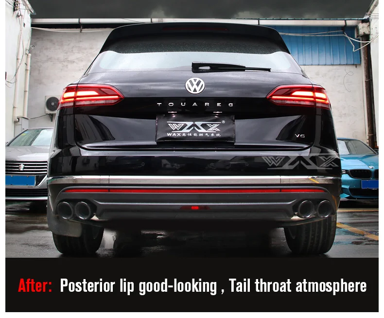 Exhaust Tail Pipe Stainless Steel Exhaust with Carbon Fiber Exhaust Muffler Tips Tailpipe for VW TOUAREG 2018-2022