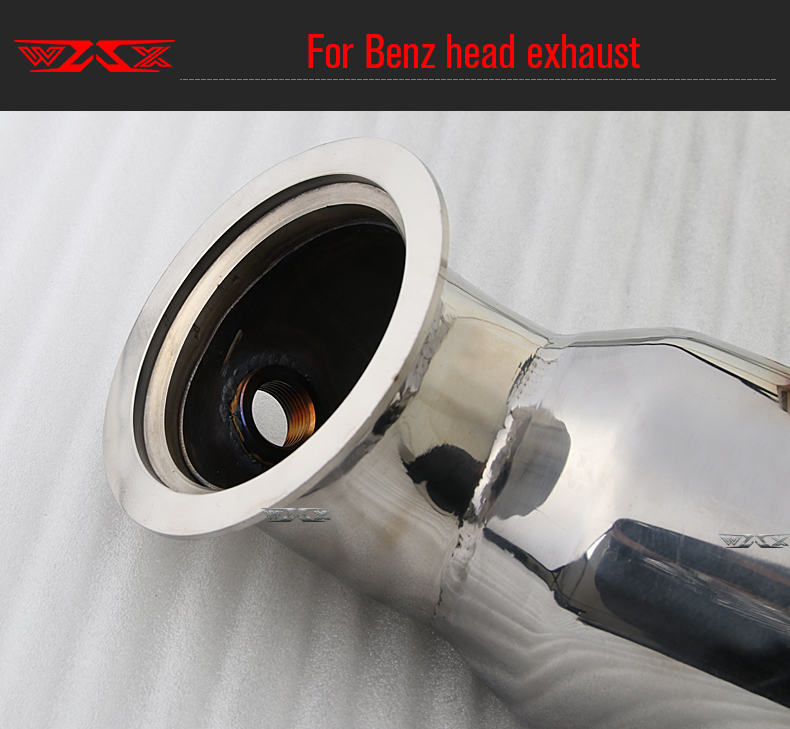 WAX Factory Exhaust Downpipe For Mercedes-Benz 2013-2019 W205 W212 C200 C260 C300 E200 E260 E300 Stainless Steel Downpipe