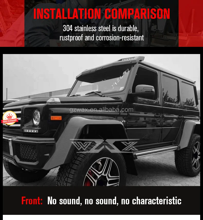 Exhaust Muffler Pipes G63 G65 G55 G500 Stainless Steel Catback exhaust pipe for Mercedes Benz G63 G65 AMG 2013-2019