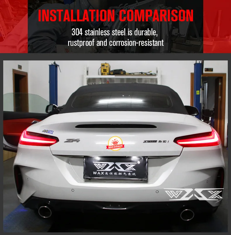 Performance Catback Exhaust Tip Auto Exhaust Muffler Downpipe Stainless Steel Exhaust pipes for BMW Z4 G29 2009-2020