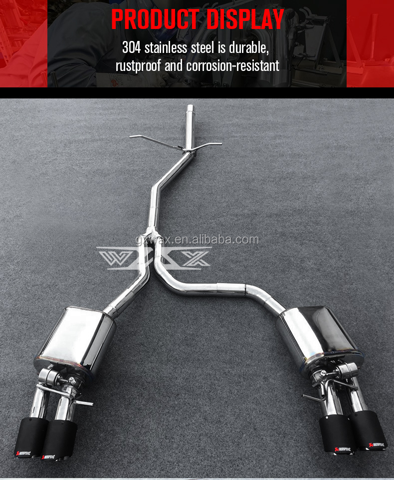 Performance Cat-back Exhaust Pipe Stainless Steel Catback exhaust pipe with Valvetronic For AUDI Q2 Q3 Q5 Q7 2006-2021