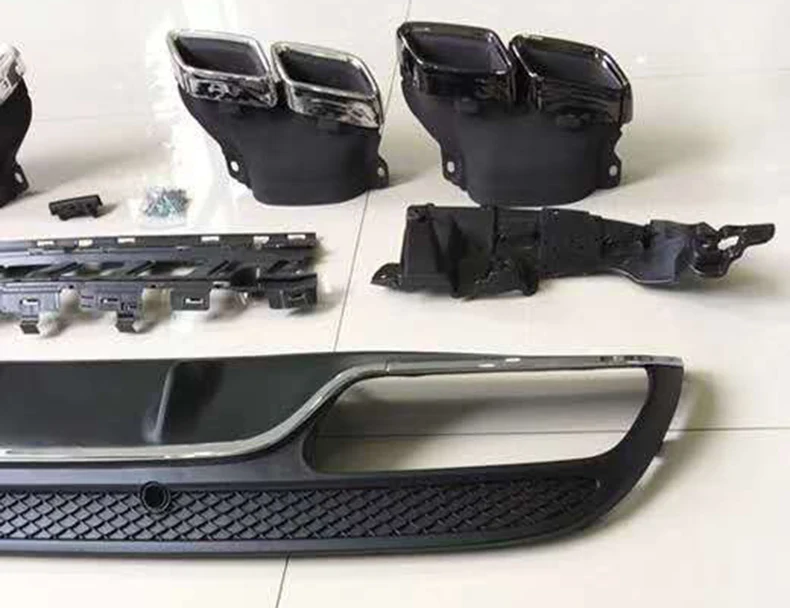 Reasonable Price Plastic Rear Diffuser Lip With Exhaust Tips For mercedes benz W205 C63 Amg