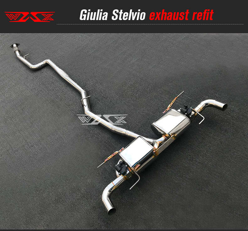 Performance Exhaust pipe 304 Stainless Steel with 4 Exhaust Tip Valve Controller Downpipe for Alfa Guilia Stelvio 2015-2022