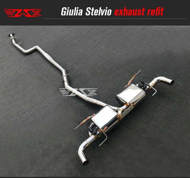 Performance Exhaust pipe 304 Stainless Steel with 4 Exhaust Tip Valve Controller Downpipe for Alfa Guilia Stelvio  2015-2022