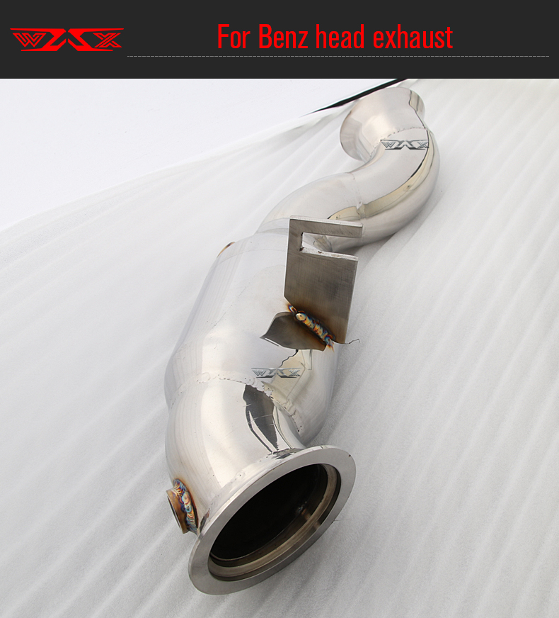 WAX Factory Exhaust Downpipe For Mercedes-Benz 2013-2019 W205 W212 C200 C260 C300 E200 E260 E300 Stainless Steel Downpipe