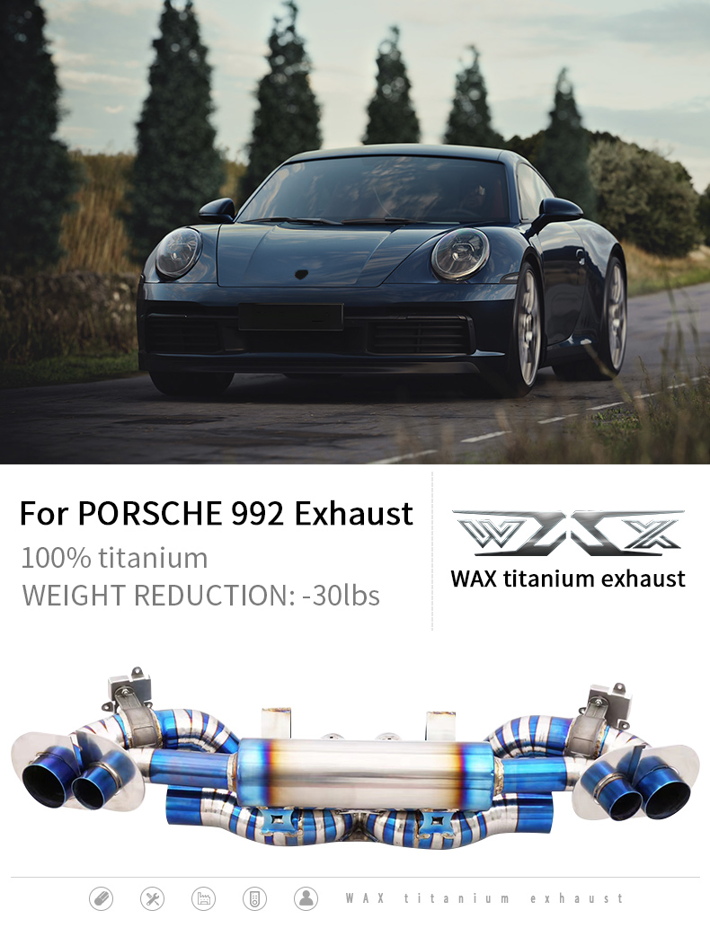 Titanium Exhaust system For Porsche 992 Titanium Alloy Catback Exhaust Valve Performance Sound Wireless Remote Control