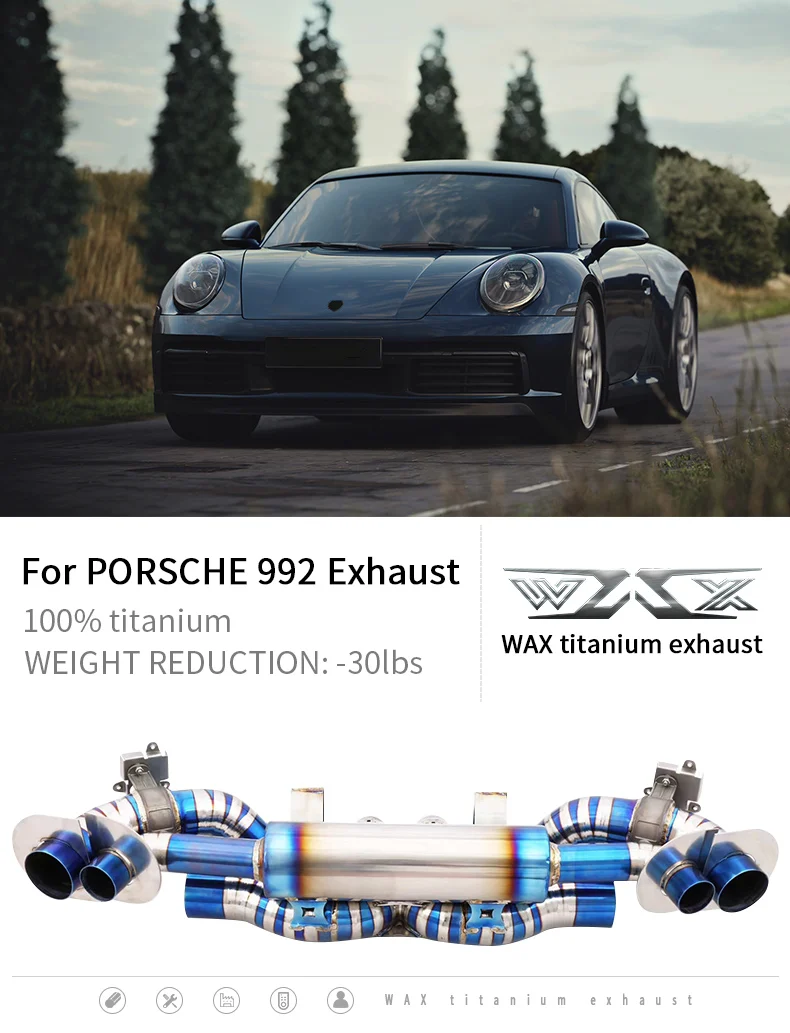 Customized Titanium Pipes Catback Exhaust System For Porsche 911 (992)  911 Convertible (992) valvetronic exhaust System