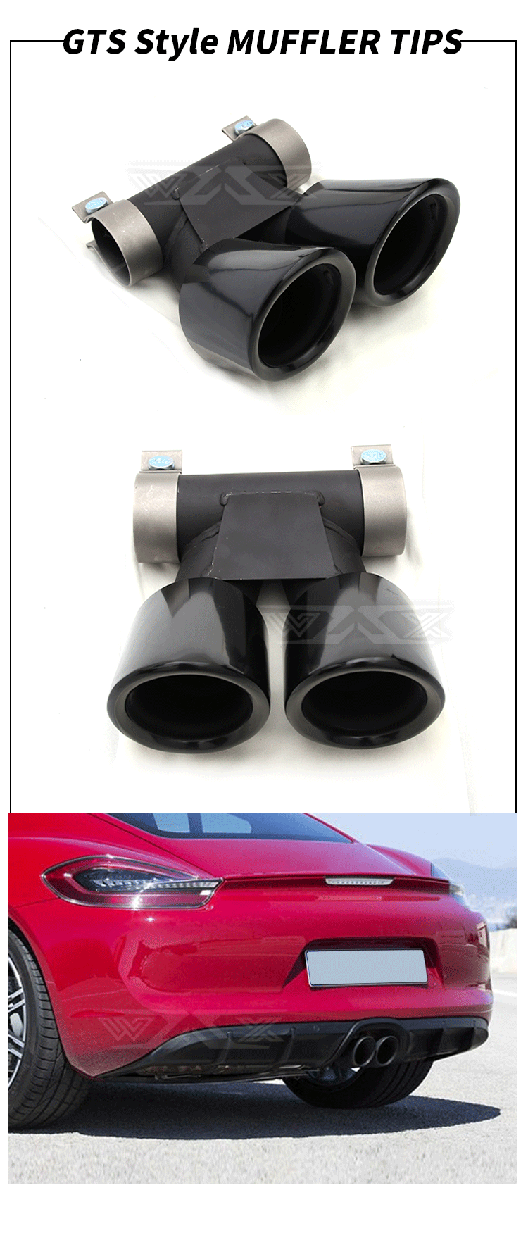 Dual Exhaust Tip Quad Muffler Tip Carbon Fiber Exhaust Pipe Tail Exhaust Muffler Tip For cayman boxster 981 2013-2017