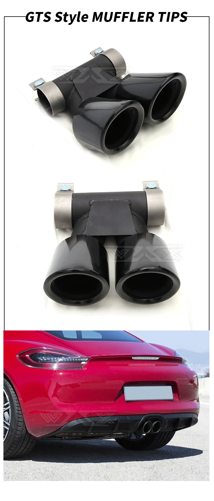 Dual Exhaust Tip Quad Muffler Tip Carbon Fiber Exhaust Pipe Tail Exhaust Muffler Tip For cayman boxster 981 2013-2017