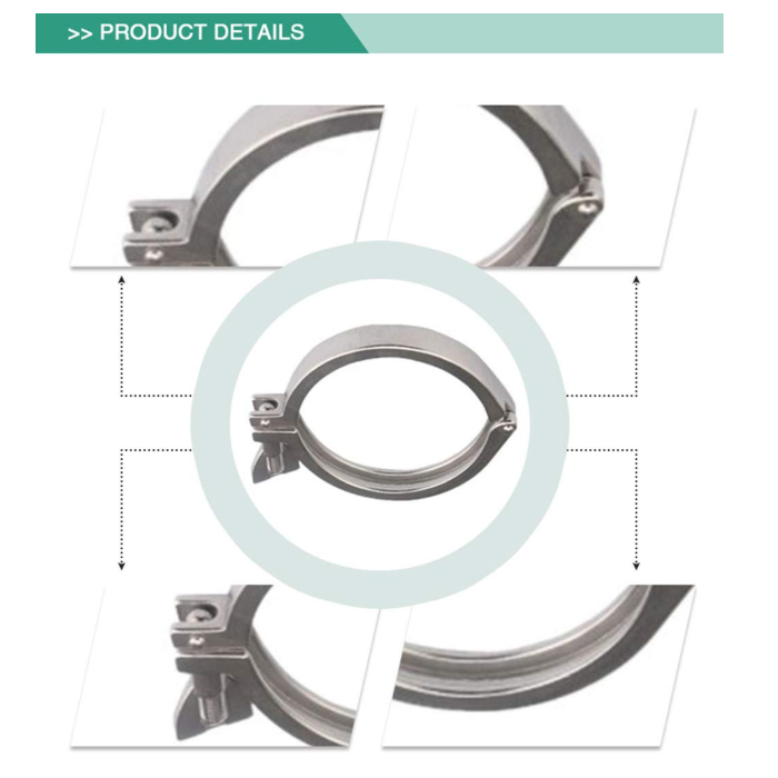 304 Stainless Steel 1.5 inch diameter Single Pin Heavy Duty Tri Clamp with Wing Nut and Silicone Gasket for Ferrule TC