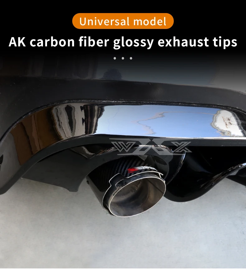 Customized For Akrapovic Glossy Black Carbon Fiber Universal Exhaust Muffler Tip Tail Pipe Refit Single Outlet Straight Exhaust