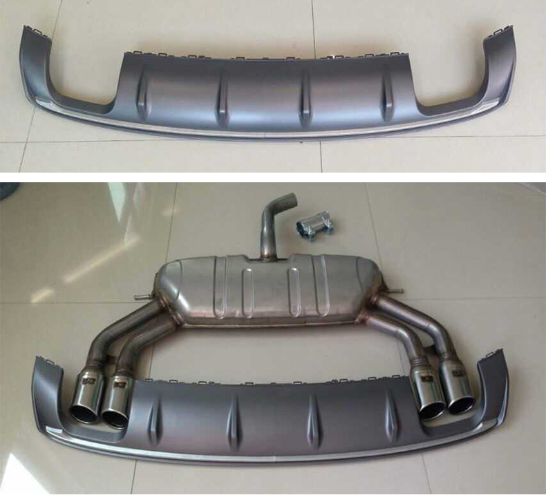 Rear Bumper Diffuser with Exhaust Pipes Exhaust Tips For Audi A3 Upgraded to S3 Car Accessories Body Kit