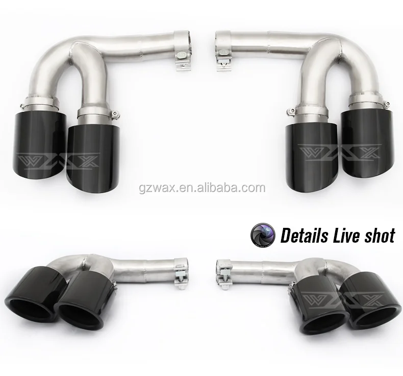 Exhaust Tail Pipe Stainless Steel Exhaust with Carbon Fiber Exhaust Muffler Tips Tailpipe for VW TOUAREG 2018-2022