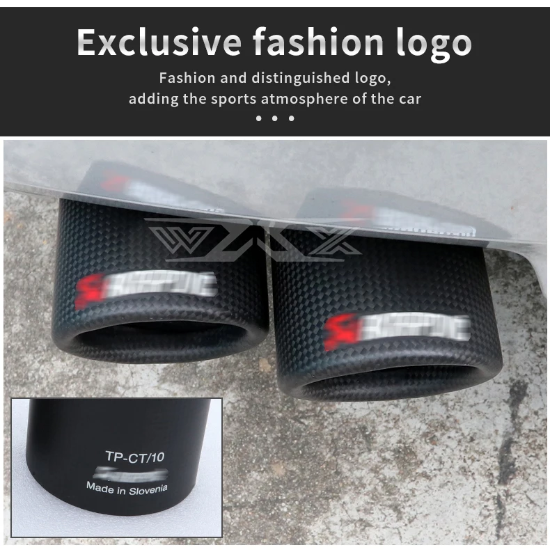 Snap Direct installation Carbon Fiber Muffler Pipe Exhaust Tip for Akrapovic Style Universal Tailpipe Tips