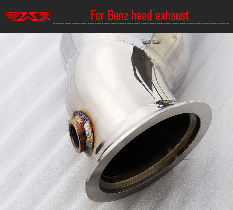 WAX Factory Exhaust Downpipe For Mercedes-Benz 2013-2019 W205 W212 C200 C260 C300 E200 E260 E300 Stainless Steel Downpipe