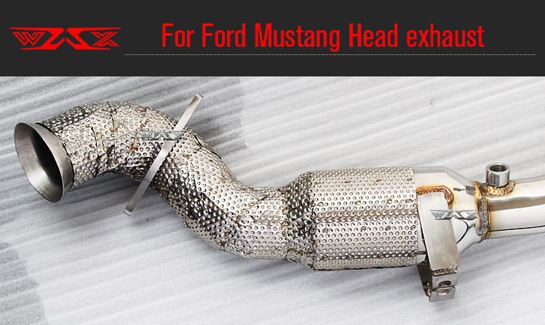 Stainless Steel Exhaust Downpipe For Ford Mustang 2.3T 2015-2016 with Steel Heat Shield Exhaust Pipes Exhaust System