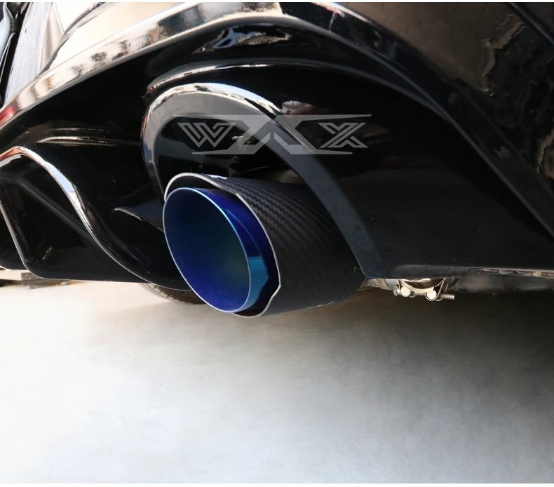 Carbon Fiber Exhaust Tip For Akrapovic Blue Bake Stainless Steel Exhaust Tailpipe Tips Performance Universal Car Accessories