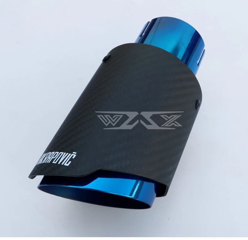 Carbon Fiber Exhaust Tip For Akrapovic Blue Bake Stainless Steel Exhaust Tailpipe Tips Performance Universal Car Accessories