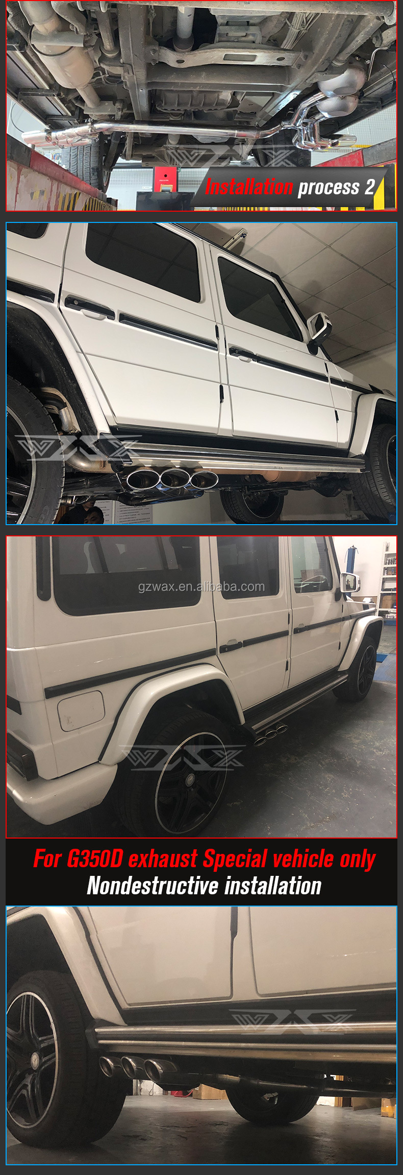 High performance stainless steel exhaust with Valves sound of sport car for Mercedes Benz g350