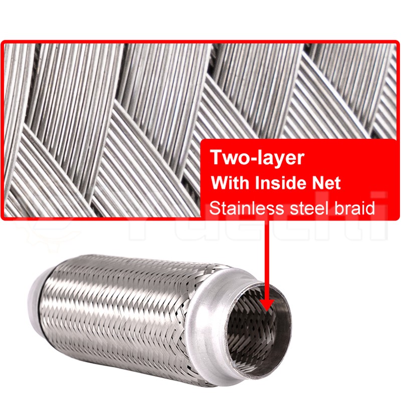 Double-deck Telescopic Flexible Car Exhaust Tube Connection Braid Bellows Stainless Steel Exhaust Muffler Pipe With Inside Net