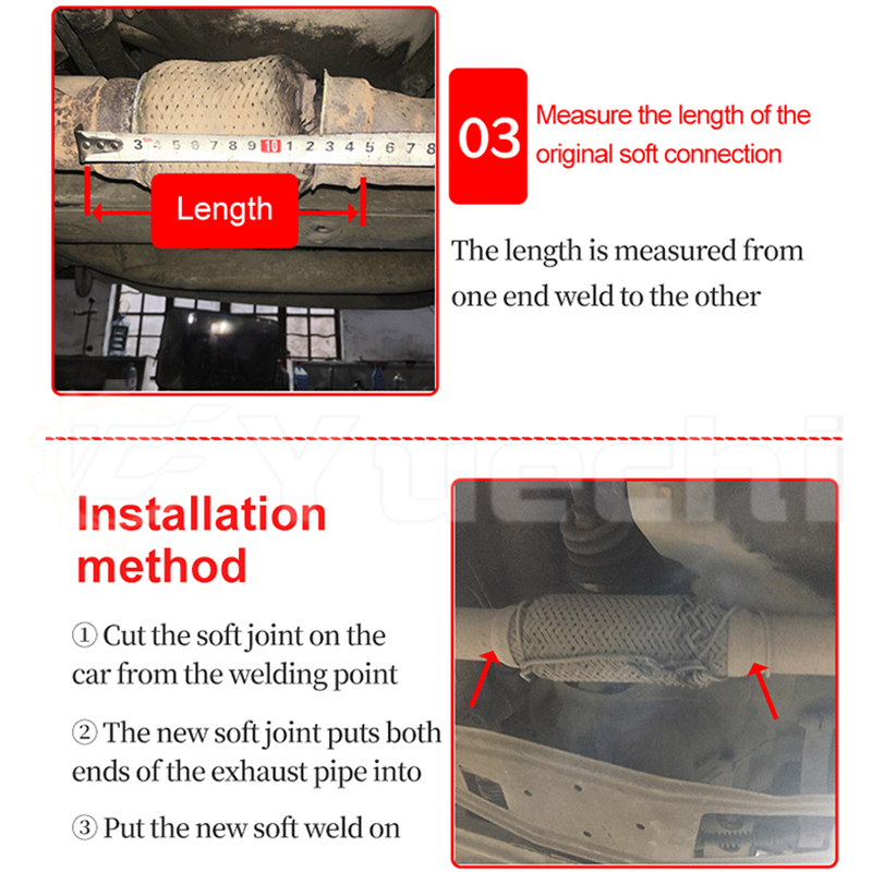 Double-deck Telescopic Flexible Car Exhaust Tube Connection Braid Bellows Stainless Steel Exhaust Muffler Pipe With Inside Net