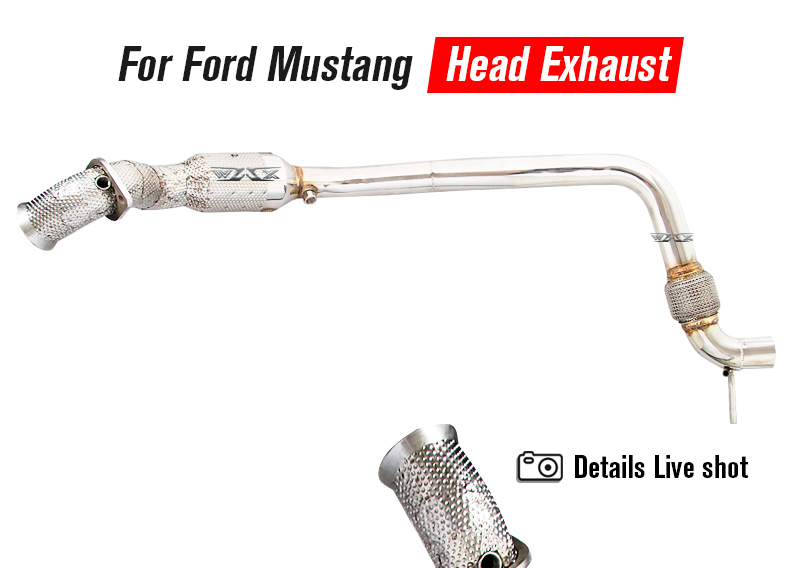 Stainless Steel Exhaust Downpipe For Ford Mustang 2.3T 2015-2016 with Steel Heat Shield Exhaust Pipes Exhaust System