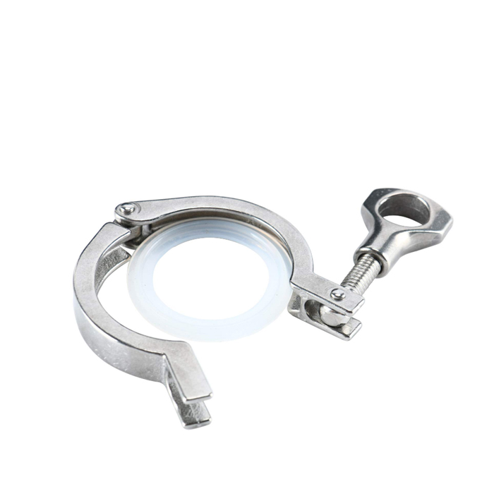 304 Stainless Steel 1.5 inch diameter Single Pin Heavy Duty Tri Clamp with Wing Nut and Silicone Gasket for Ferrule TC