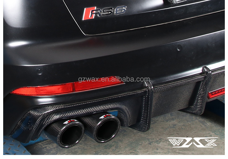 Carbon Fiber Exhaust Tail Pipe Tip For AUDI A6 2018-2022 Quad Double Exit Exhaust Pipe with Rear Diffuser Lips