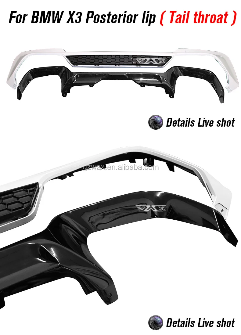 Auto Body Kit Rear Lip Diffuser for BMW X3 2017-2020 Rear Bumper Body Kit with Carbon Fiber Exhaust Tips