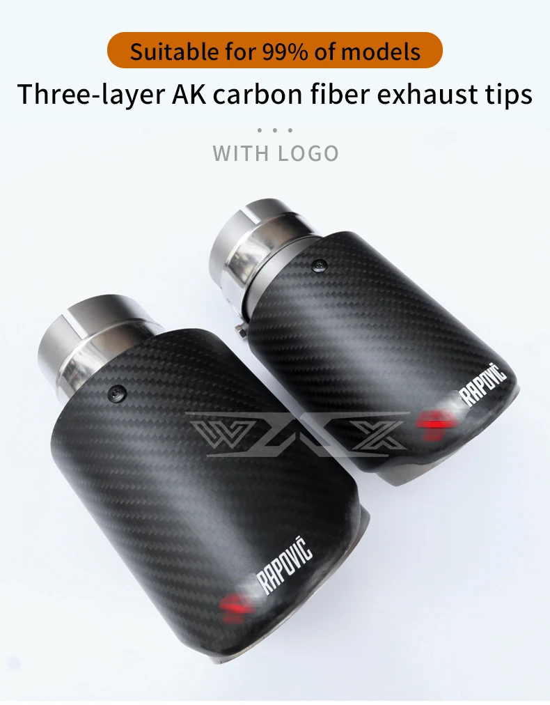 Carbon Fiber Tail Exhaust Tips Muffler Pipe Custom Logo AK Exhaust Tail Pipe Universal Exhaust Tips