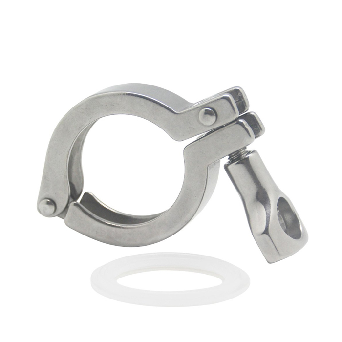 304 Stainless Steel 1.5 inch diameter Single Pin Heavy Duty Tri Clamp with Wing Nut and Silicone Gasket for Ferrule TC