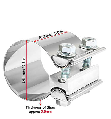 sus304 stainless steel exhaust system v band exhaust sleeve dual clamp