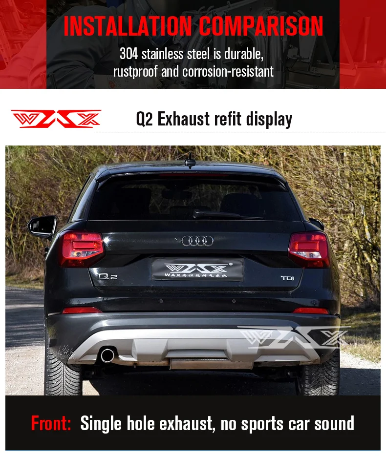 Exhaust Pipes Muffler Stainless Steel Catback Exhaust System For AUDI Q3 Q5 Q7 2011-2021 Exhaust System with Valve Control