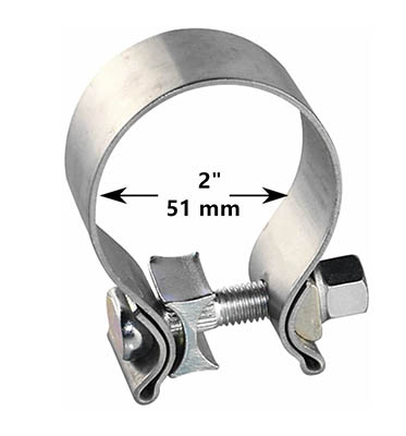 Stainless steel exhaust band clamp preformed 2.0 Inch for pipe connection