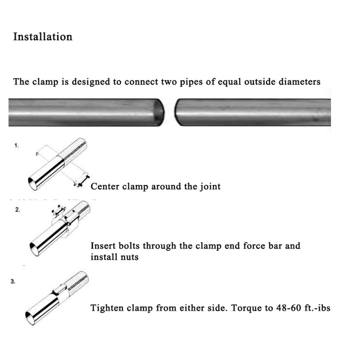 Stainless Steel 2.5 Inch/ 63.5mm Exhaust pipe tube Butt Joint Band Clamp Sleeve for car Automotive Motorsports Exhaust System