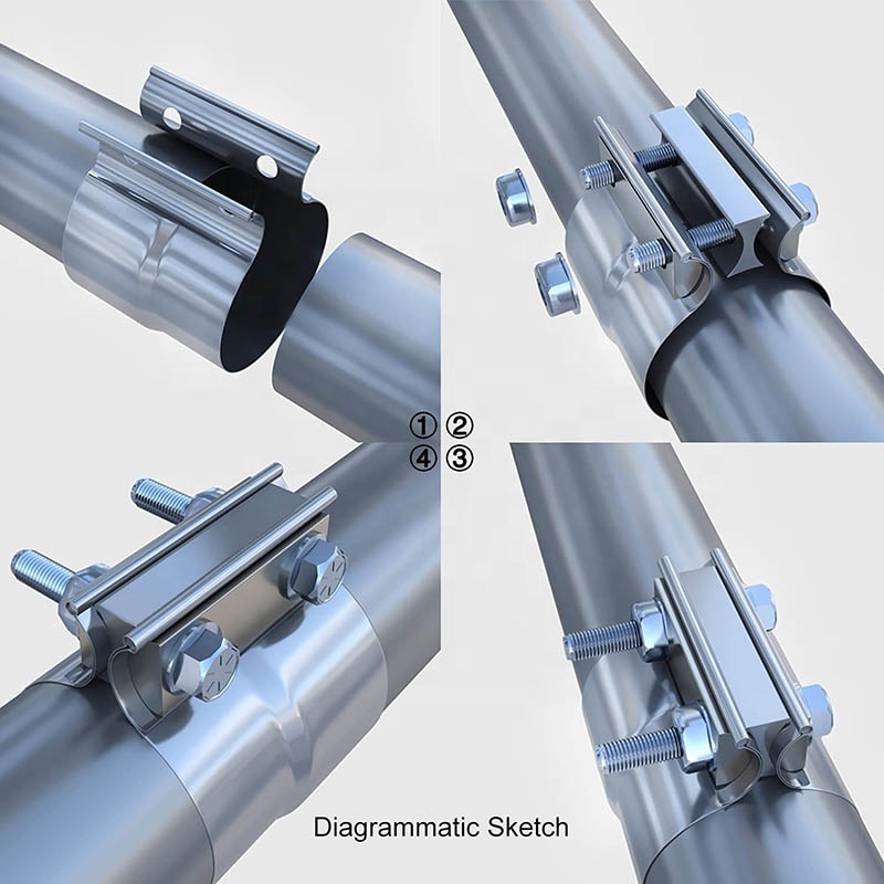 Lap Joint 55mm 63.5mm chrome exhaust clamp for exhaust performance products
