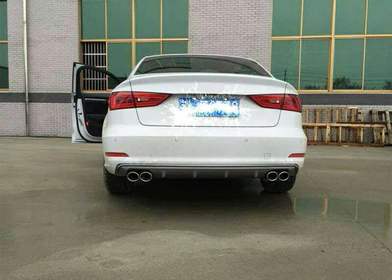 Rear Bumper Diffuser with Exhaust Pipes Exhaust Tips For Audi A3 Upgraded to S3 Car Accessories Body Kit