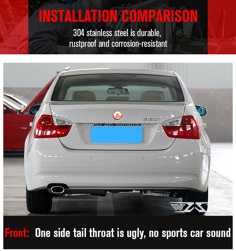 Stainless Steel Exhaust Pipe Catback Exhaust For BMW 335i E90 E91 E92 E93 2009-2013 Cat-back Exhaust System