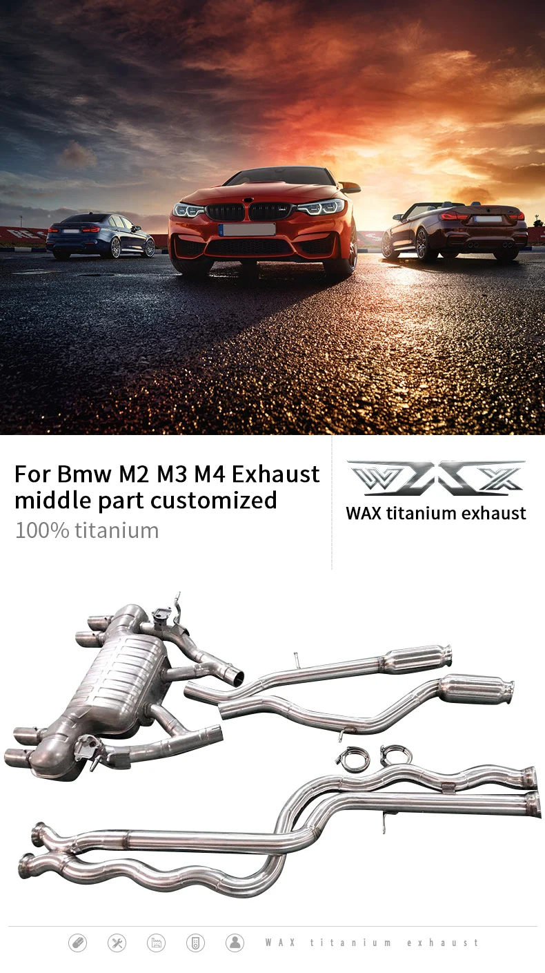 Performance Exhaust Muffler Pipe Sport Exhaust Pipes Stainless Steel Exhaust Middle Parts for BMW M2 M3 M4 2010-2019