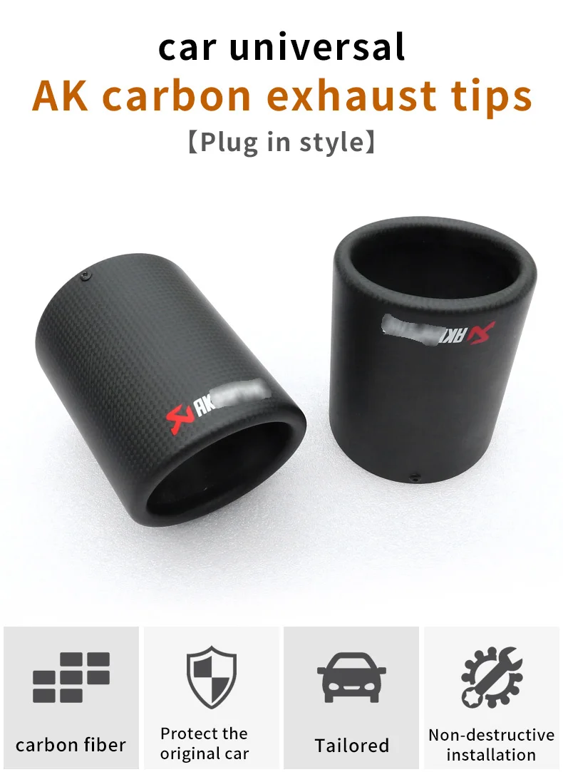 Gloss Black Carbon Fiber Exhaust Tail Pipe Muffler Exhaust Tip for Akrapovic Exhaust Tips For Akrapovic