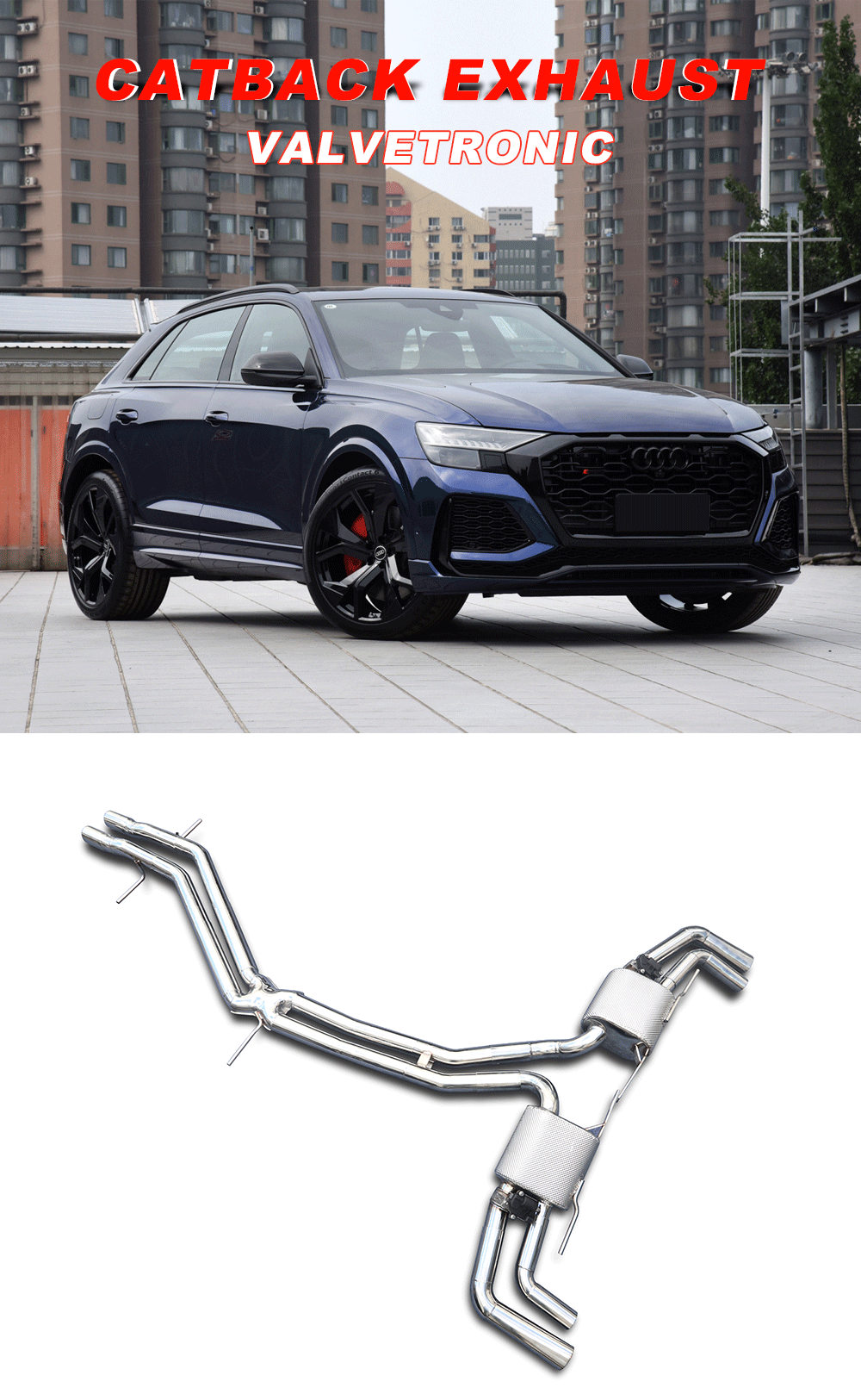 WAX Stainless Steel Valvetronic Catback Exhaust For Audi Q8 Customized Exhaust Muffler logo For Audi Q8