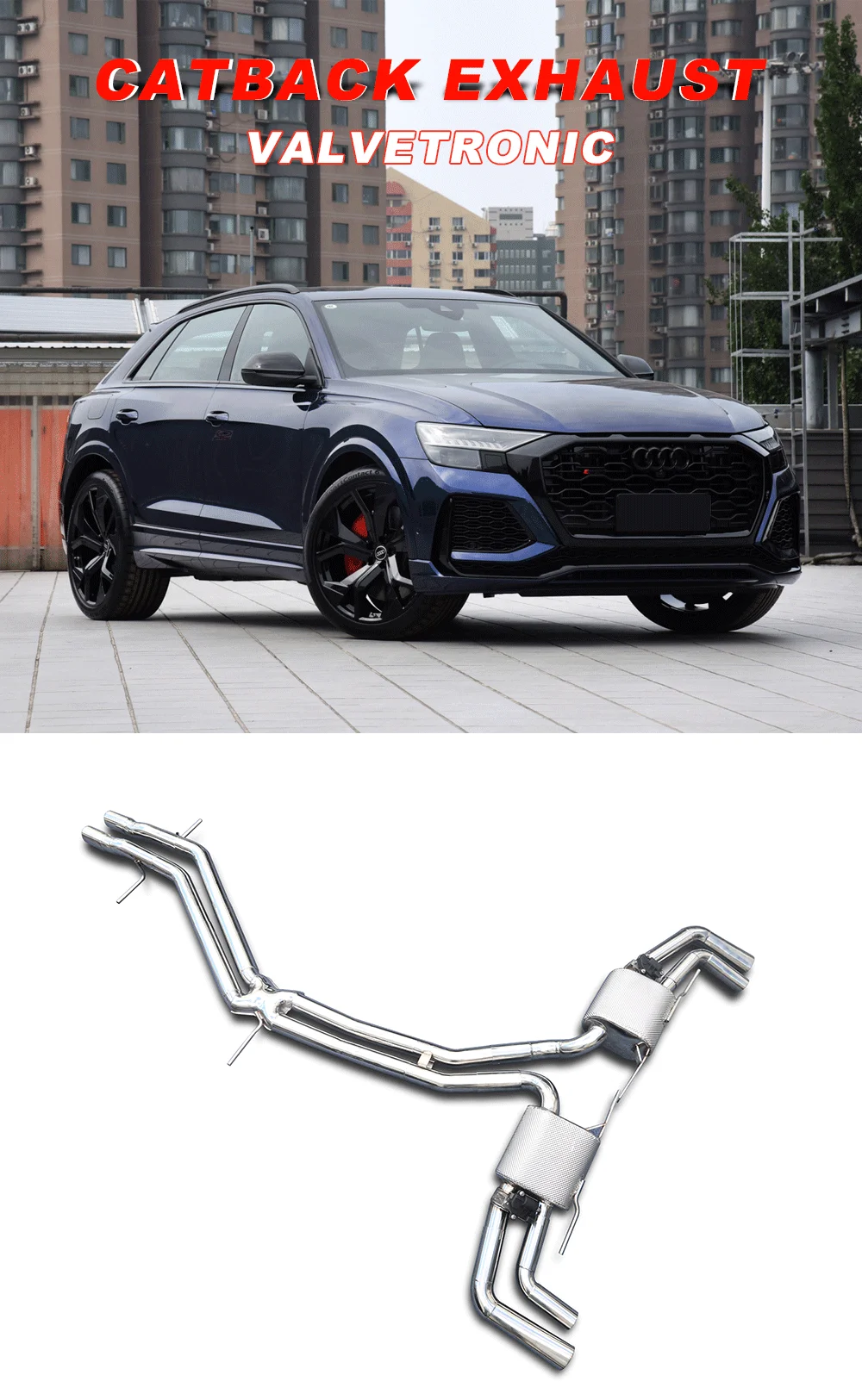 WAX Stainless Steel Valvetronic Catback Exhaust For Audi Q8 Customized Exhaust Muffler logo For Audi Q8