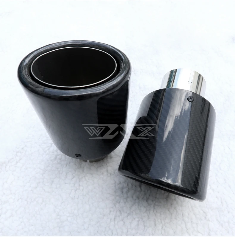 Auto Carbon Fiber Glossy Black Tailpipe Stainless Steel Exhaust Tips Exhaust Muffler Pipe Exhaust Tips