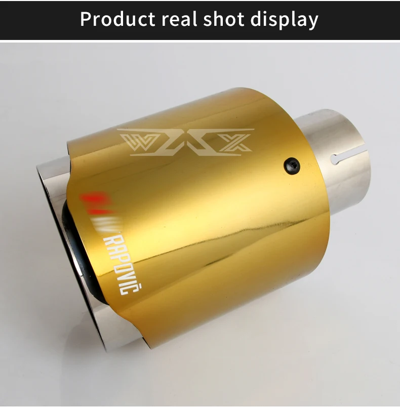 Custom Logo Stainless Steel Exhaust Tip Auto Muffler Performance Racing Exhaust Muffler Gold-Plated Exhaust Tip