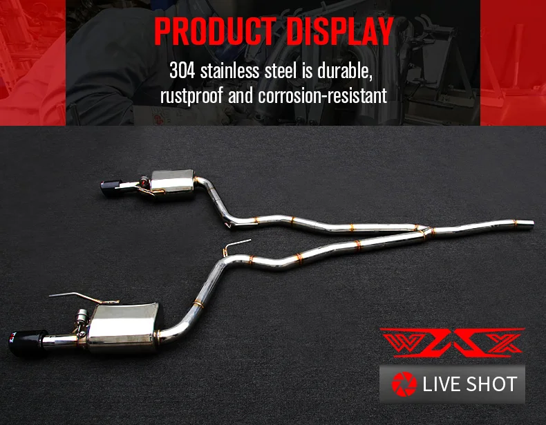 Stainless Steel Exhaust Catback Exhaust Pipe for Ford Mustang 2.3T Mustang 2015-2021 Valvetronic Cat-back Exhaust