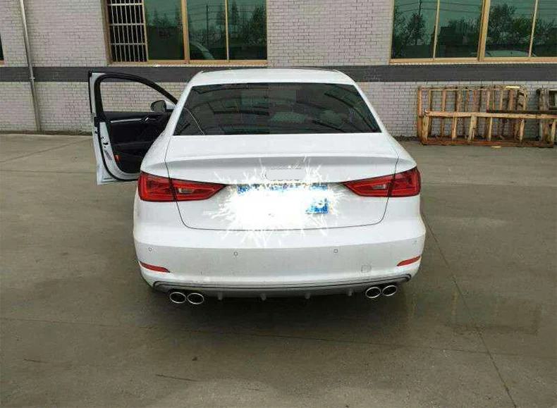 Rear Bumper Diffuser with Exhaust Pipes Exhaust Tips For Audi A3 Upgraded to S3 Car Accessories Body Kit