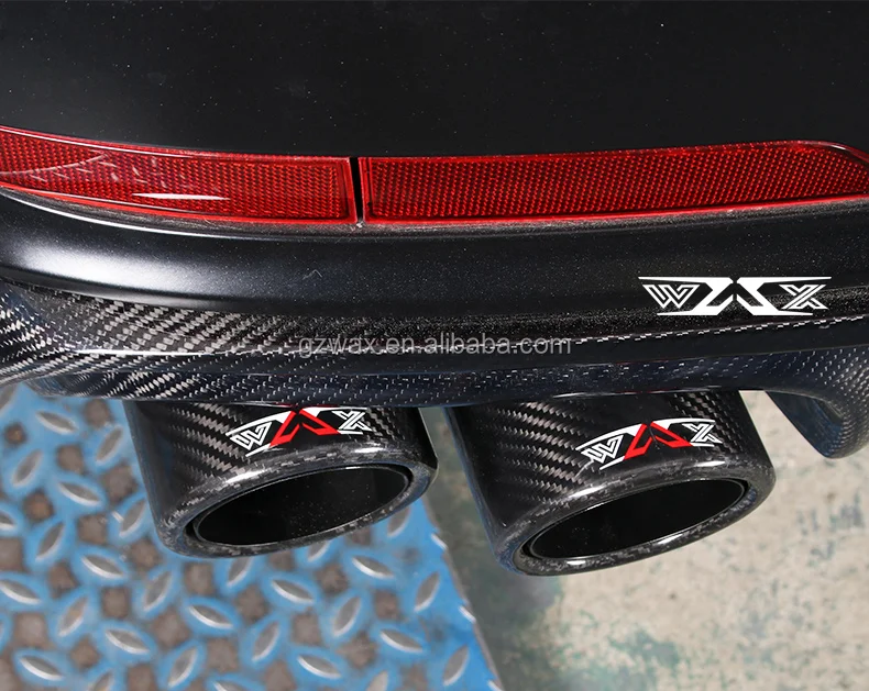 Exhaust Pipe Tip For AUDI A6 2018-2022 Carbon Fiber Tail Quad Exhaust Muffler Tip Double Outlet Exhaust Tail Pipe