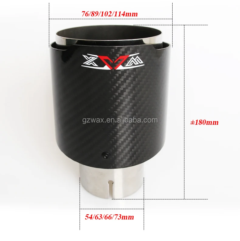 Custom Logos Carbon Fiber Exhaust Tips Tail Pipes Carbon Fiber Stainless Steel Exhaust Tips for Universal Car