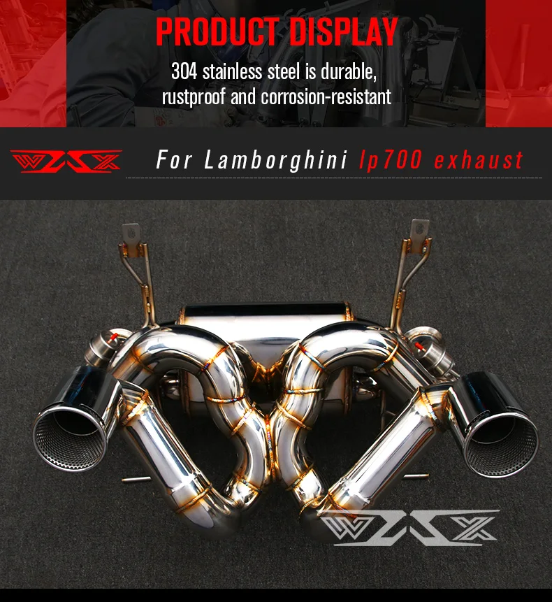 Performance 304 Stainless Steel Exhaust Pipes Exhaust Muffler Catback For Lamborghini LP700/720/750 Exhaust System